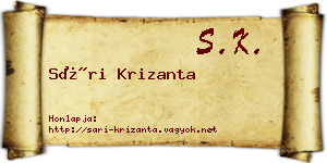 Sári Krizanta névjegykártya